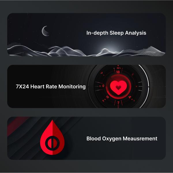 Wearable Smart Ring, Multifunction Health Tracker, Waterproof Smart Ring with Blood Oxygen & Heart Rate Monitoring, New Intelligent Ring Tracker