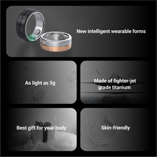 Wearable Smart Ring, Multifunction Health Tracker, Waterproof Smart Ring with Blood Oxygen & Heart Rate Monitoring, New Intelligent Ring Tracker