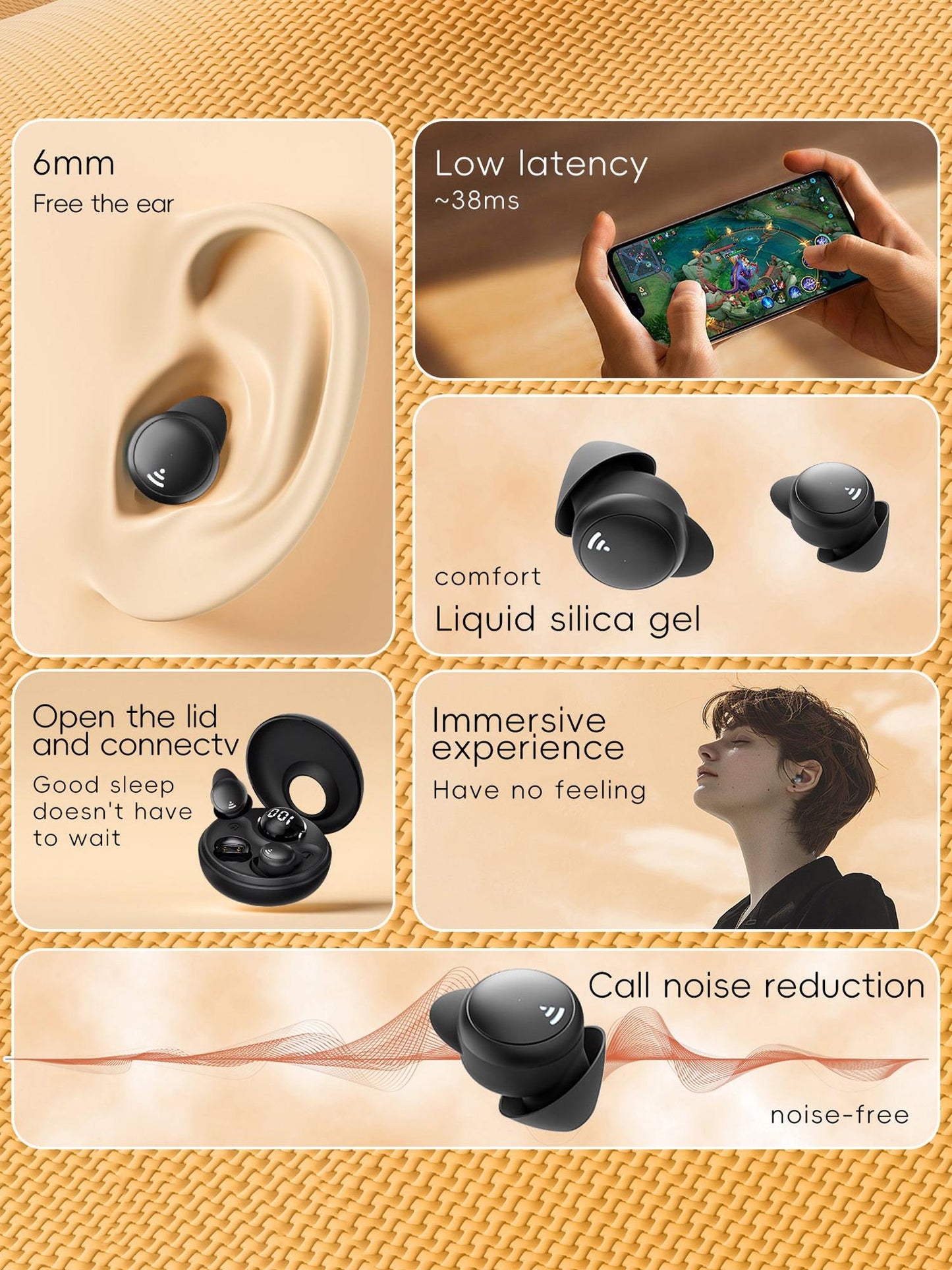 Bluetooth 5.4 Wireless Invisible Sleep earbud,  Silicone Earbuds Comfortable ,pressure free,noise reduction