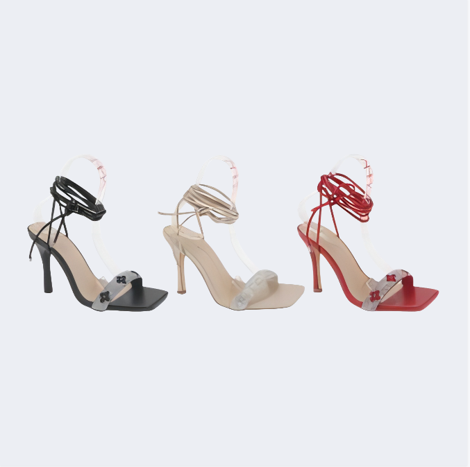 [MAGICAL-3]  Lace Up Tie Up Stiletto High Heeled Sandals