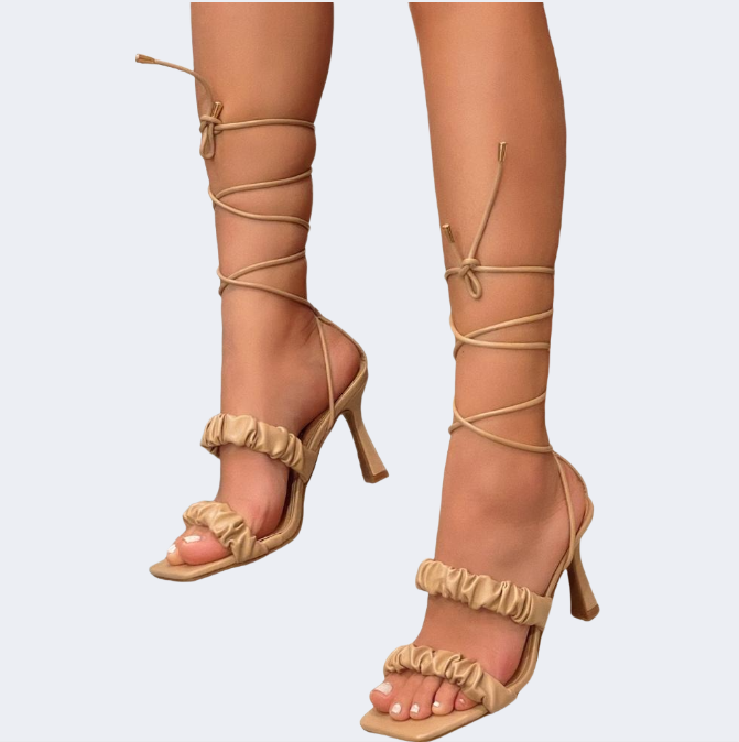[NATALIE-4]  Lace up strappy high heel sandals
