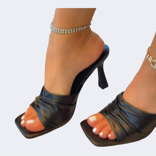 [SLAY-2] Square Open toe  high heel Sandals