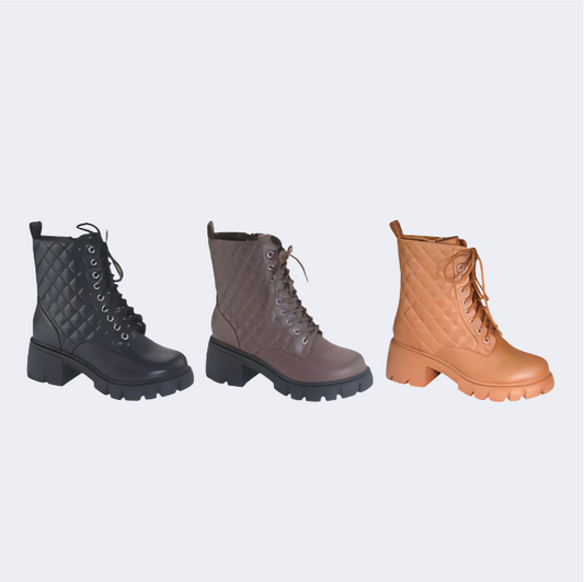 [RAISE-7] Women's Lace-up Round Toe Ankle Boots